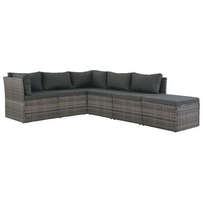 4 Piece Garden Lounge Set with Cushions Poly Rattan Grey