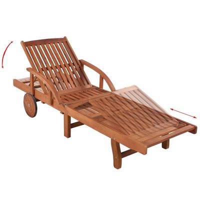 Sun Lounger with Cushion Solid Acacia Wood