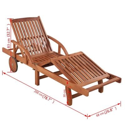 Sun Lounger with Cushion Solid Acacia Wood