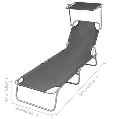 Foldable Sunlounger with Adjustable Backrest Grey