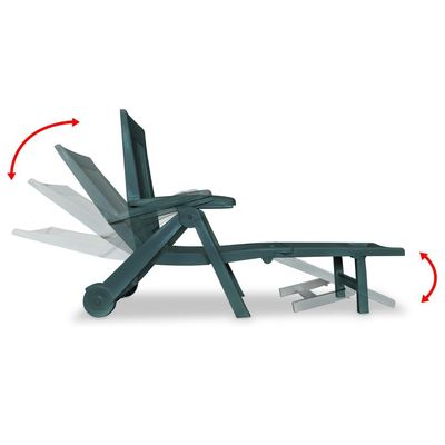 Sun Lounger with Footrest Plastic Green