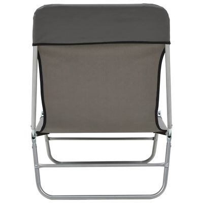 Folding Sun Loungers 2 pcs Steel and Fabric Grey