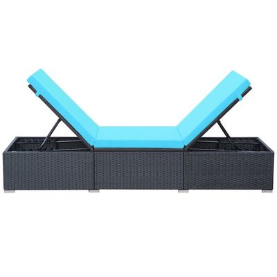 Sun Lounger with Cushion Poly Rattan Black