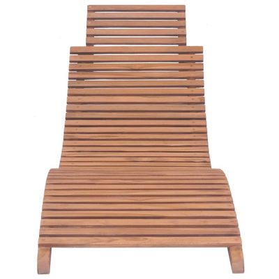 Folding Sun Lounger Solid Teak Wood