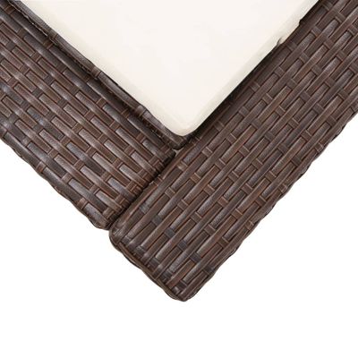 Sunbed with Cushion Brown Poly Rattan