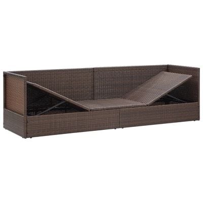 Garden Bed with Cushion & Pillows Poly Rattan Brown