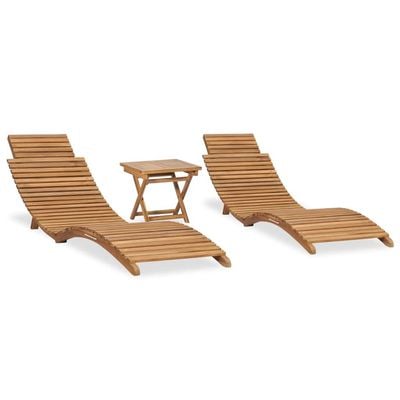 3 Piece Folding Garden Lounge Set Solid Teak Wood