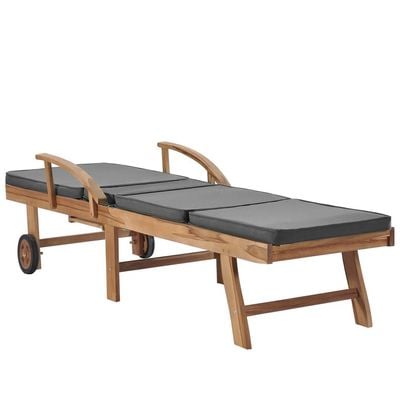 Sun Loungers with Cushions 2 pcs Solid Teak Wood Dark Grey