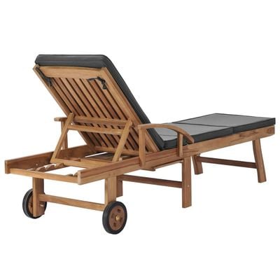 Sun Loungers with Cushions 2 pcs Solid Teak Wood Dark Grey