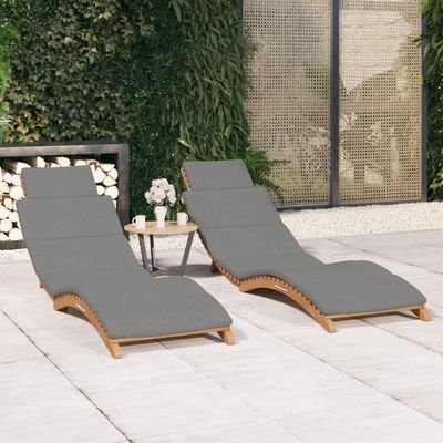 Buy Sun Loungers 2 pcs with Cushions Solid Wood Teak Online Danube Home UAE