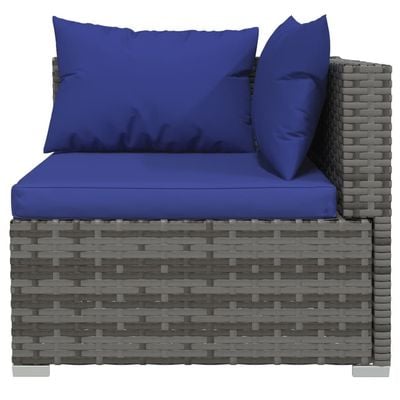 3 Piece Garden Lounge Set with Cushions Grey Poly Rattan