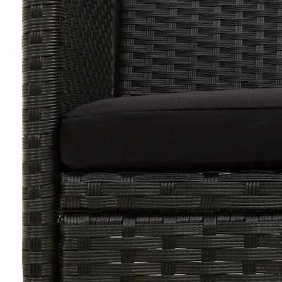 3-Seater Garden Sofa with Cushion Black Poly Rattan