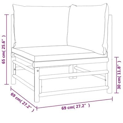 2 Piece Garden Lounge Set with Light Grey Cushions Bamboo