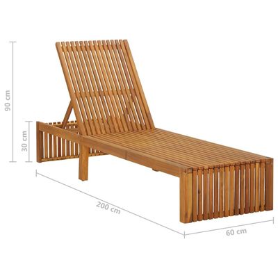 Sun Lounger Solid Acacia Wood