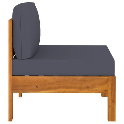 Middle Sofa with Dark Grey Cushions Solid Acacia Wood