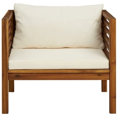 2 Piece Garden Sofa Set with Cream White Cushions Acacia Wood