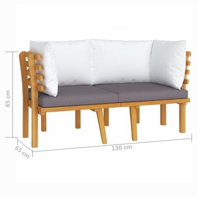 2-Seater Garden Sofa with Cushions Solid Acacia Wood