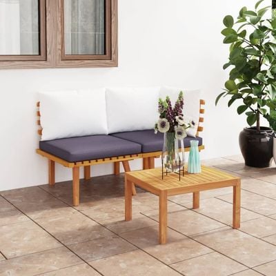 2 Piece Garden Lounge Set with Cushions Solid Acacia Wood