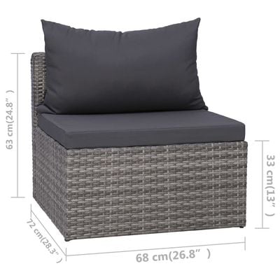 3 Piece Garden Sofa Set with Cushions Grey Poly Rattan