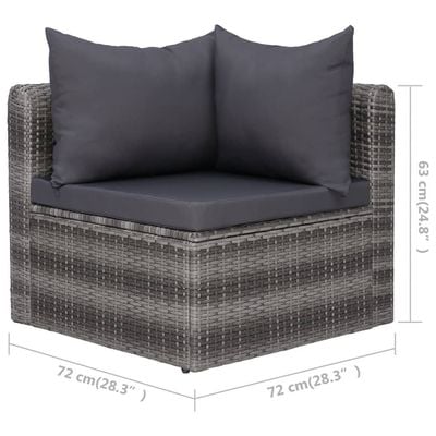 3 Piece Garden Sofa Set with Cushions Grey Poly Rattan