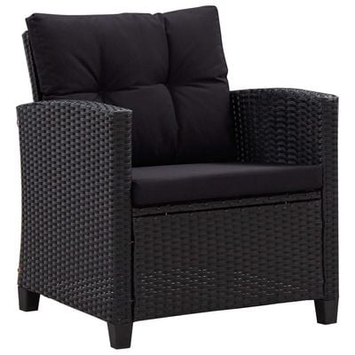 6 Piece Garden Sofa Set with Cushions Poly Rattan Black