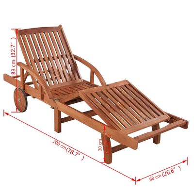 Sun Lounger with Table Solid Acacia Wood