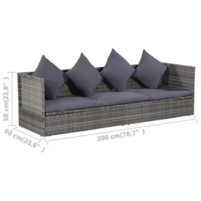 Garden Bed Grey 200x60 cm Poly Rattan