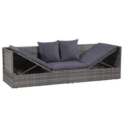 Garden Bed Grey 200x60 cm Poly Rattan