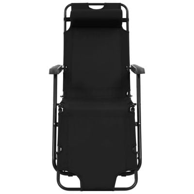 Folding Sun Loungers 2 pcs with Footrests Steel Black