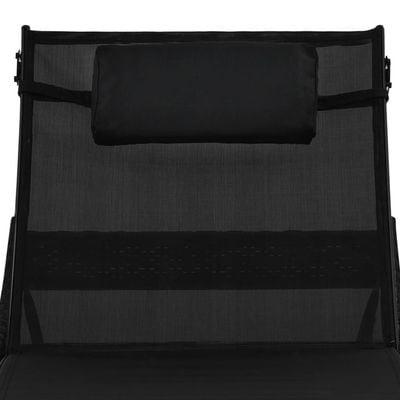 Sun Lounger with Pillow Poly Rattan Black