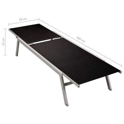 Sun Lounger Steel and Textilene Black