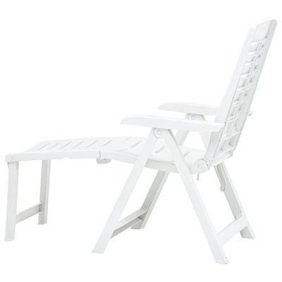 Folding Sun Lounger Plastic White