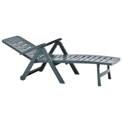 Folding Sun Lounger Plastic Green