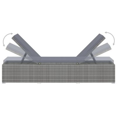 Sun Lounger with Cushion Poly Rattan Grey