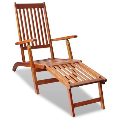 Outdoor Deck Chair with Footrest Solid Acacia Wood