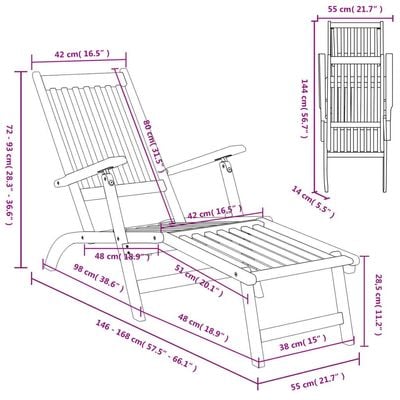 Outdoor Deck Chair with Footrest Solid Acacia Wood