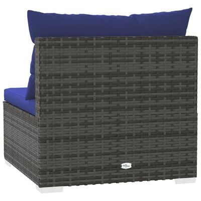 Garden Middle Sofa with Cushions Grey Poly Rattan