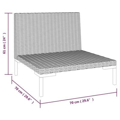 Garden Sofa with Cushions Half Round Poly Rattan