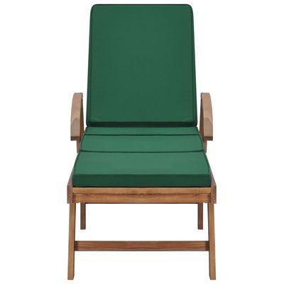 Sun Loungers with Cushions 2 pcs Solid Teak Wood Green