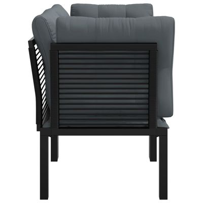 Garden Corner Chairs with Cushions 2 pcs Black&Grey Poly Rattan