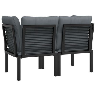 Garden Corner Chairs with Cushions 2 pcs Black&Grey Poly Rattan