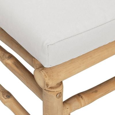 Garden Footstool with Light Grey Cushion Bamboo