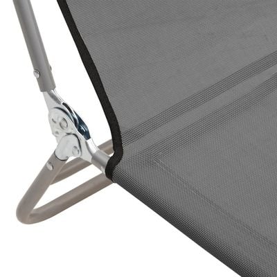 Folding Sun Loungers 2 pcs Grey Textilene and Steel