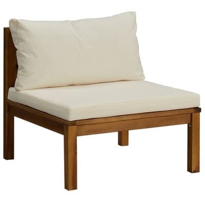 3 Piece Garden Lounge Set with Cream White Cushions Acacia Wood