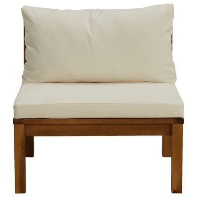 3 Piece Garden Lounge Set with Cream White Cushions Acacia Wood