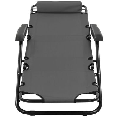 Folding Sun Loungers 2 pcs with Footrests Steel Grey