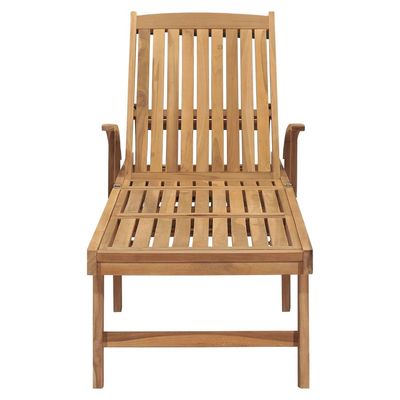 Sun Lounger with Table Solid Teak Wood