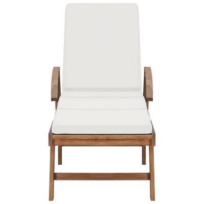 Sun Loungers with Cushions 2 pcs Solid Teak Wood Cream