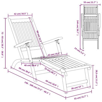 Outdoor Deck Chairs with Footrests 2 pcs Solid Wood Acacia