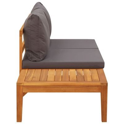 Garden Bench with Table Dark Grey Cushions Solid Acacia Wood